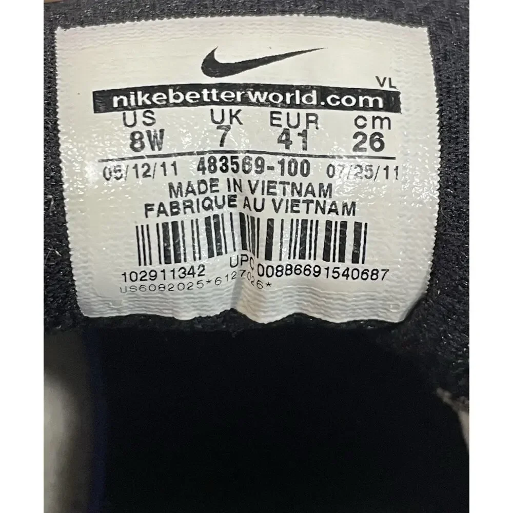 Nike Air Golf Shoes Men's Size 8 Wide White/Black Leather Cleats 493569-100